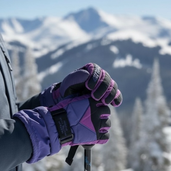 Gordini Vintage 90’s Insulated Ski Gloves Warm Winter Purple Black Leather Large - Picture 3 of 11